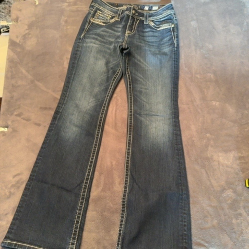 Miss Me Jeans Women 27 Blue Embellished Bootcut Denim